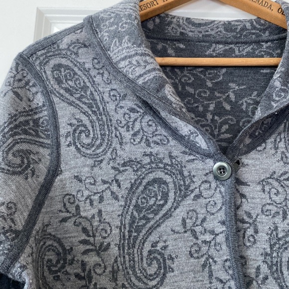 Pendleton Reversible Paisley Gray Cardigan Sweater w Collar - Picture 2 of 11